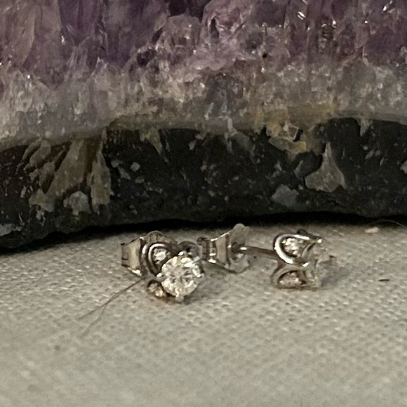 Solid 14k Natural Diamond Stud Earrings - Picture 6 of 8